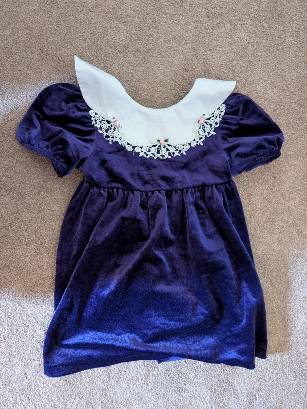 Vintage velvet short sleeve dress dark purple size 6x